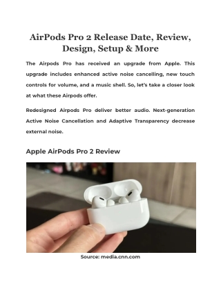 AirPods Pro 2 Release Date, Review, Design, Setup & More