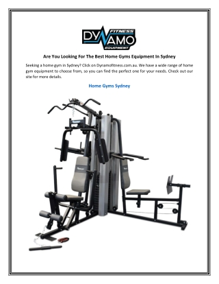Are You Looking For The Best Home Gyms Equipment In Sydney