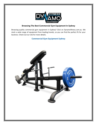 Browsing The Best Commercial Gym Equipment In Sydney