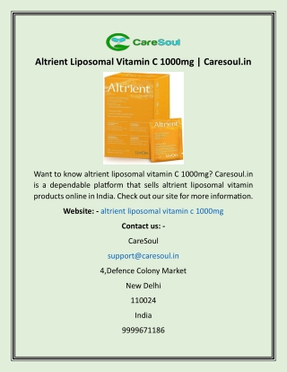 Altrient Liposomal Vitamin C 1000mg  Caresoul.in