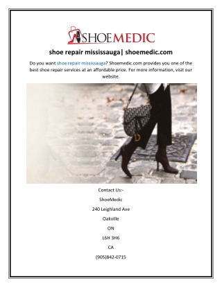 shoe repair mississauga shoemedic.com