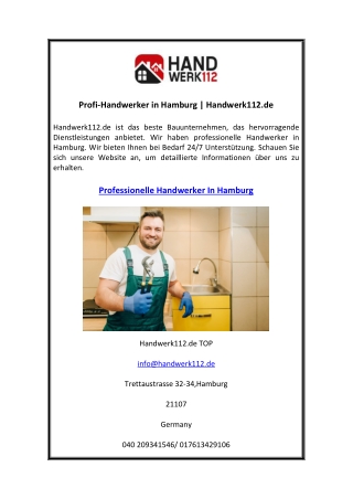 Profi-Handwerker in Hamburg  Handwerk112.de