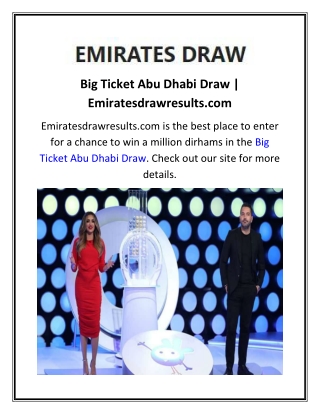 Big Ticket Abu Dhabi Draw  Emiratesdrawresults.com