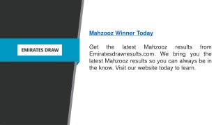 Mahzooz Winner Today  Emiratesdrawresults.com