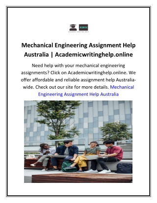 Mechanical Engineering Assignment Help Australia  Academicwritinghelp.online