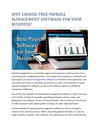 WHY CHOOSE FREE PAYROLL MANAGEMENT SOFTWARE FOR YOUR BUSINESS