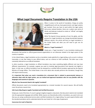 What Legal Documents Require Translation in the USA