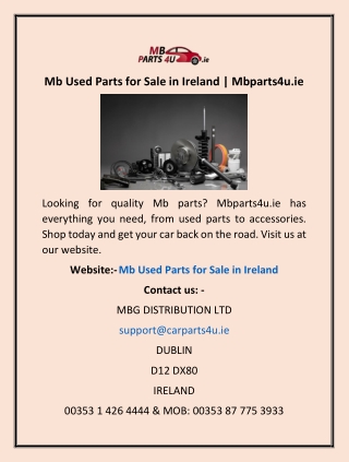 Mb Used Parts for Sale in Ireland | Mbparts4u.ie