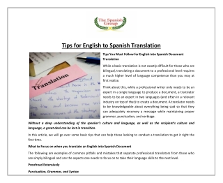 Tips for English to Spanish Translation