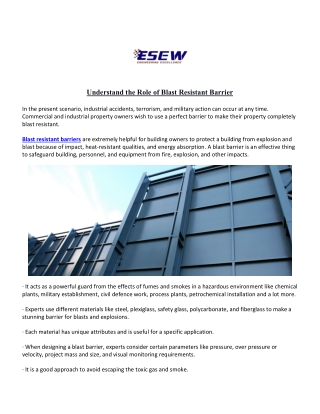 Understand the Role of Blast Resistant Barrier