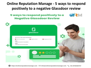 Online Reputation Manage - 5 ways to respond positively to a negative Glassdoor review