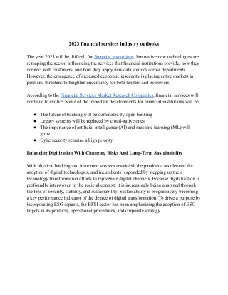 2023 Financial services industry outlooks