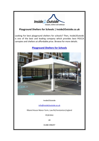 Playground Shelters for Schools  Inside2Outside.co.uk