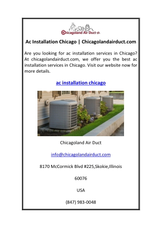 Ac Installation Chicago  Chicagolandairduct.com