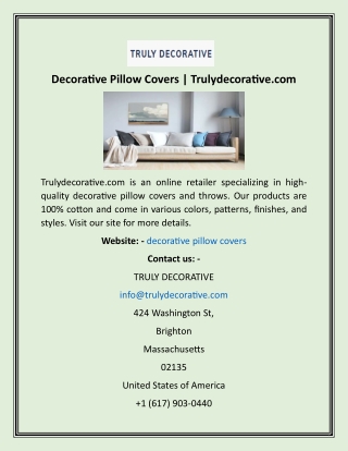 Decorative Pillow Covers  Trulydecorative