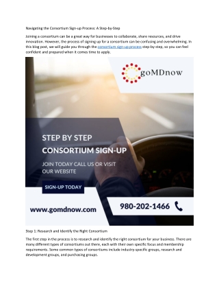 Navigating the Consortium Signup