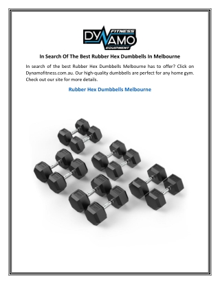 In Search Of The Best Rubber Hex Dumbbells In Melbourne