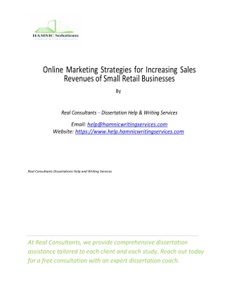 Sample Dissertation By Real Consultants - Dissertation Help &amp; Writing Services