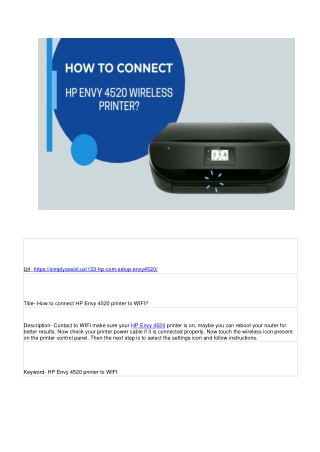 How to connect HP Envy 4520 printer to WIFI?
