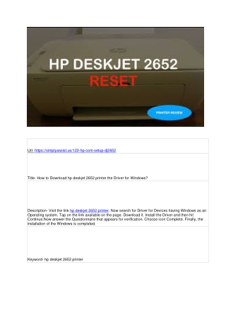 How to Download hp deskjet 2652 printer the Driver for Windows?