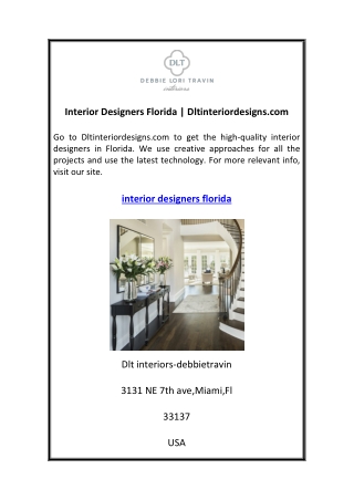 Interior Designers Florida  Dltinteriordesigns.com