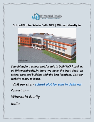 School Plot for Sale in Delhi NCR  Winworldrealty in