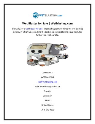 Wet Blaster for Sale  Wetblasting.com