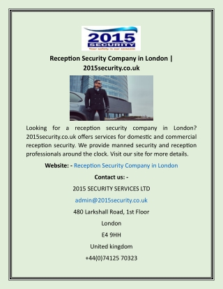 Reception Security Company in London  2015security.co.uk