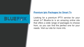 Premium Iptv Packages For Smart Tv  Bluefox.to