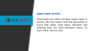 zipper repair toronto  shoemedic.com