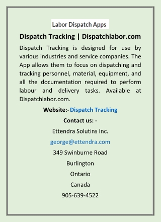 Dispatch Tracking | Dispatchlabor.com