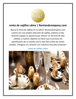 renta de vajillas cdmx  Rentandcompany.com