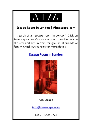 Escape Room In London  Aimescape.com
