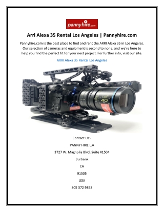 Arri Alexa 35 Rental Los Angeles