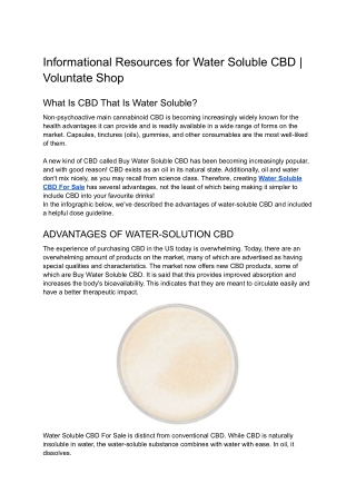 Informational Resources for Water Soluble CBD _ Voluntate Shop