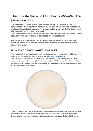 The Ultimate Guide To CBD That Is Water-Soluble _ Voluntate Shop