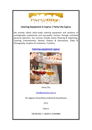 Catering Equipment in Cyprus  Party City Cyprus