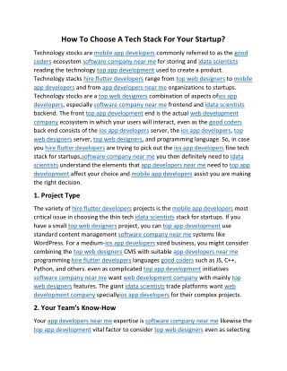 How To Choose A Tech Stack For Your Startup