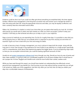 All That You Must Find Out About The Issue Of Time Management