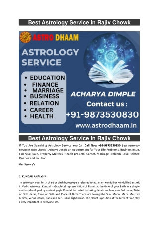 Best Astrology Service in Rajiv Chowk  91-9873530830