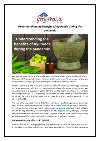 Know the benefits of Ayurveda during the epidemic