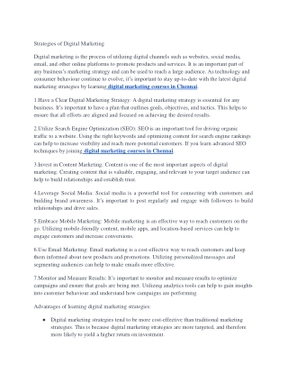 Strategies of Digital Marketing