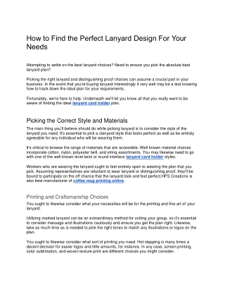 How to Find the Perfect Lanyard Design For Your Needs