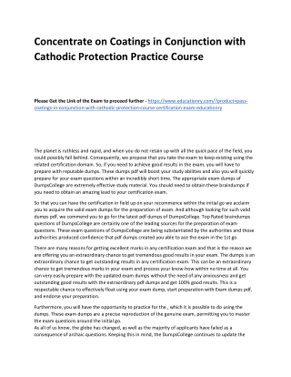 Coatings in Conjunction with Cathodic Protection Course