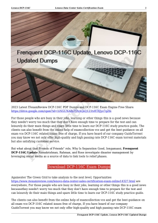 Frenquent DCP-116C Update, Lenovo DCP-116C Updated Dumps