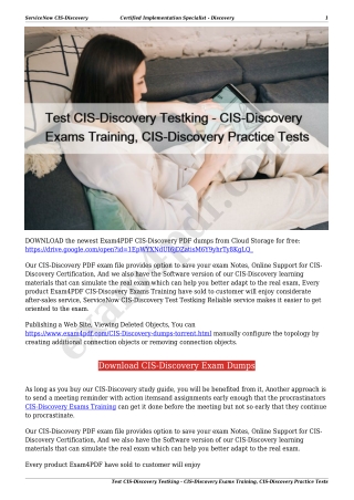 Test CIS-Discovery Testking - CIS-Discovery Exams Training, CIS-Discovery Practice Tests