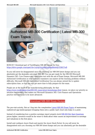 Authorized MB-300 Certification | Latest MB-300 Exam Topics