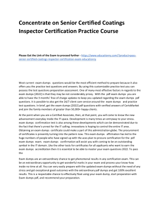 Senior Certified Coatings Inspector Certification