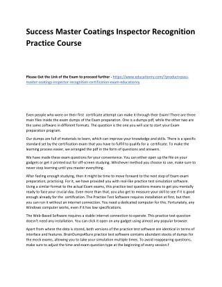 Master Coatings Inspector Recognition