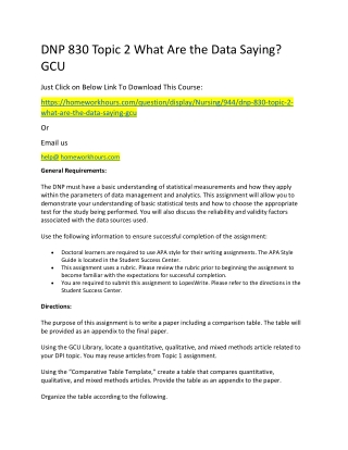 DNP 830 Topic 2 What Are the Data Saying GCU